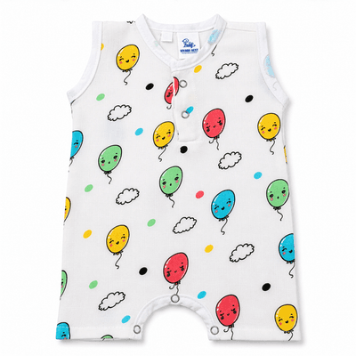 muslin romper balloon clouds