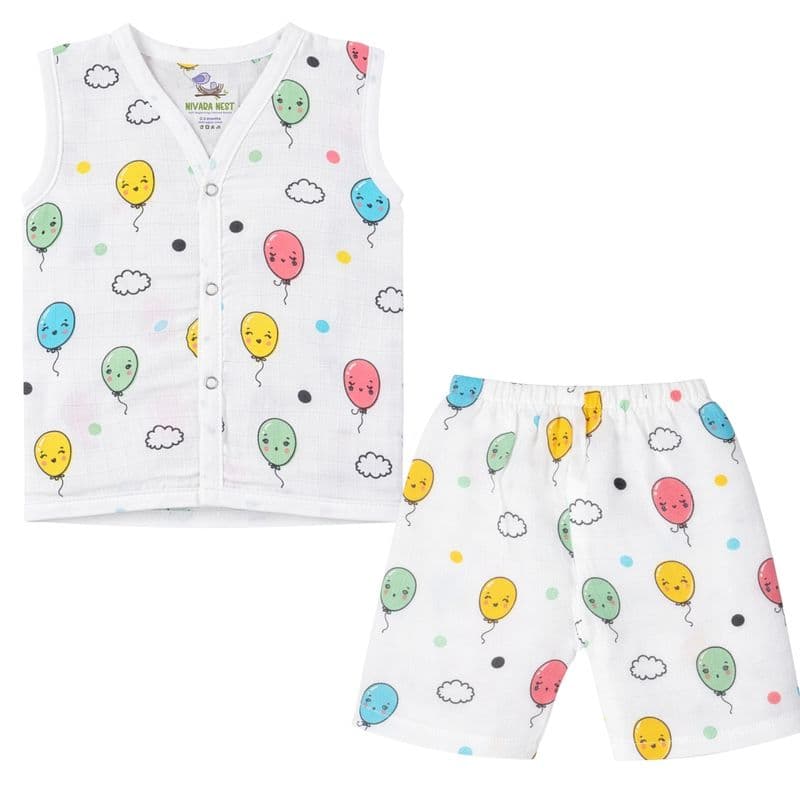 Muslin Button Jabla - Balloon Clouds