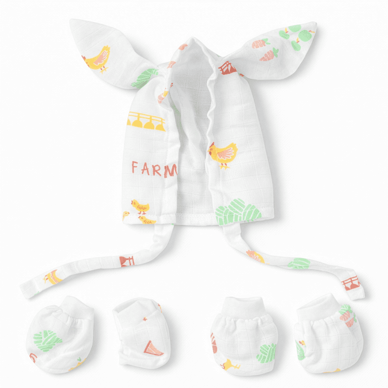 Cap + Mitten + Booty Set - Farmyard Friends