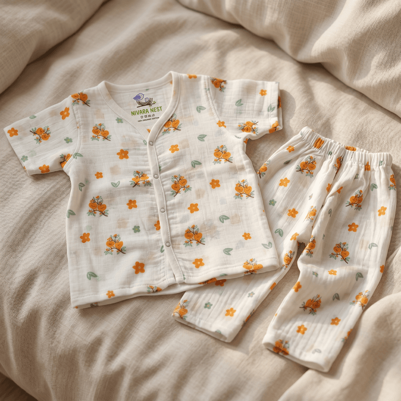 Muslin Night Suit - Heart Fruit