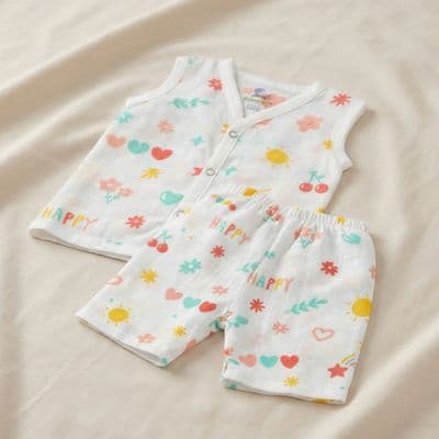 Muslin Co-ord Set - Happy Hearts Garden