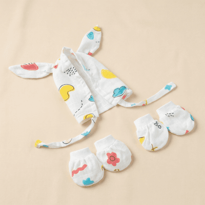 Cap + Mitten + Booty Set - Happy Clouds