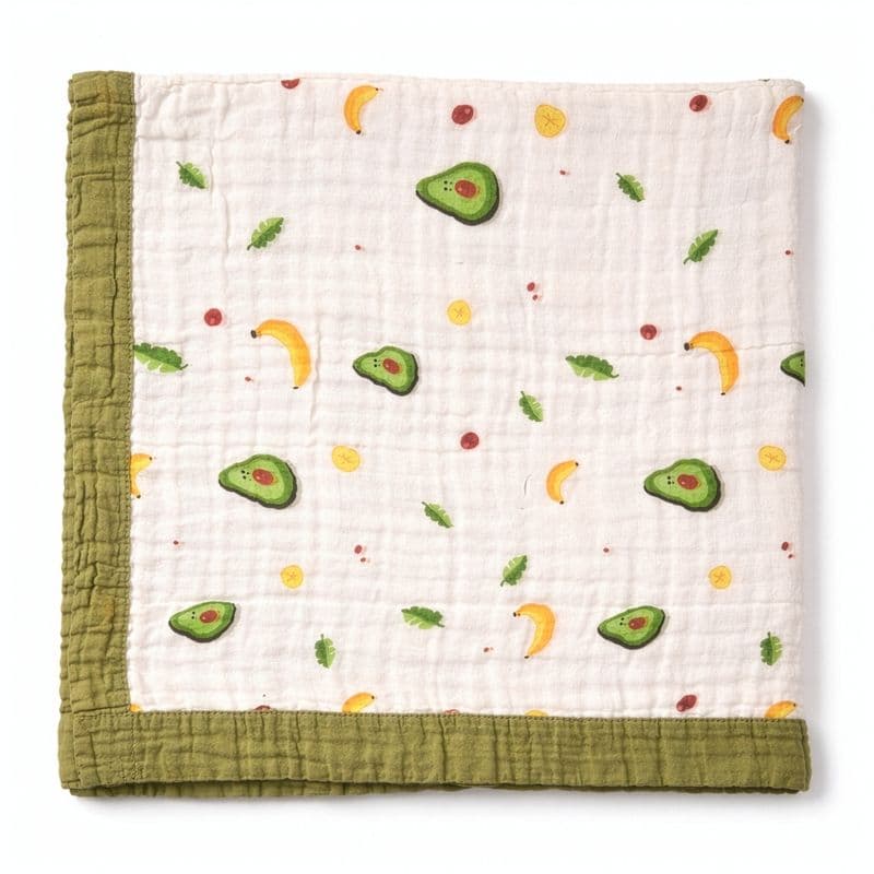Premium 6-Layer Muslin Baby Blanket – Avocado
