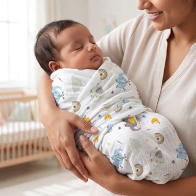 Muslin Swaddle - Baby Elephant