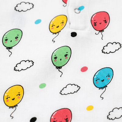 muslin romper balloon clouds