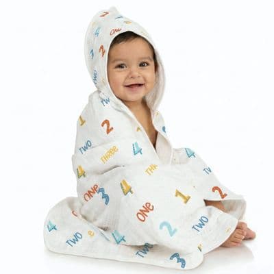 Muslin Hooded Bath Towel - Little Numbers Play