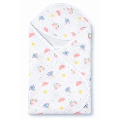 Muslin Hooded Bath Towel - Rainbow Sky Dreams