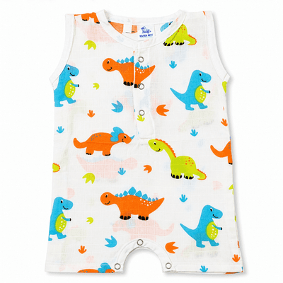 muslin romper little dino