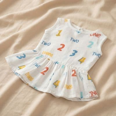 Muslin Button Frock - Little Numbers Play