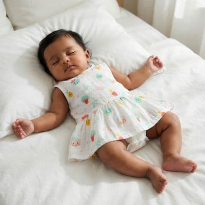 Muslin Button Frock - Happy Garden Faces