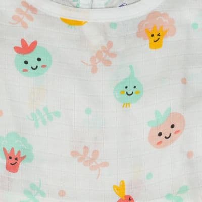 Muslin Button Frock - Happy Garden Faces