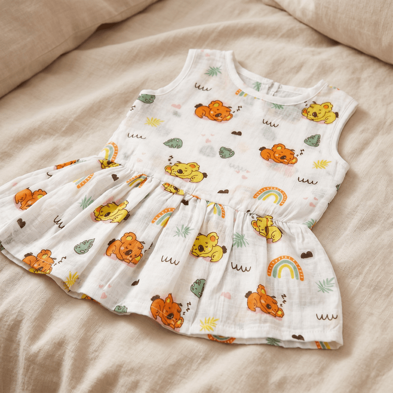 Muslin Button Frock - Koala