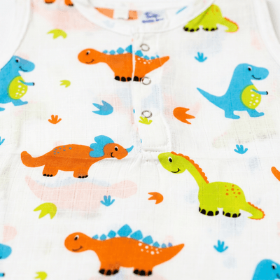muslin romper little dino