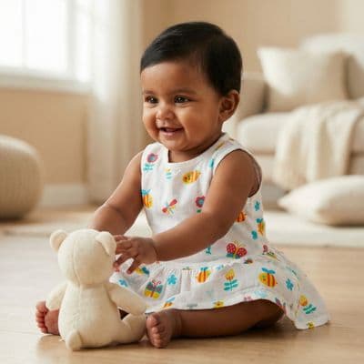 Muslin Button Frock - Butterfly Blossom Garden