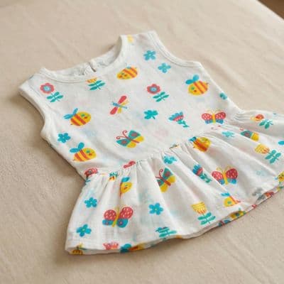 Muslin Button Frock - Butterfly Blossom Garden