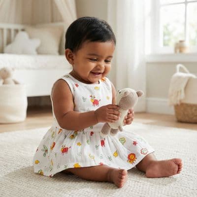 Muslin Button Frock - Jungle Joy Friends
