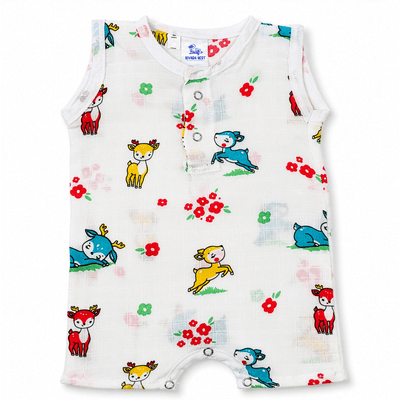 muslin romper deer