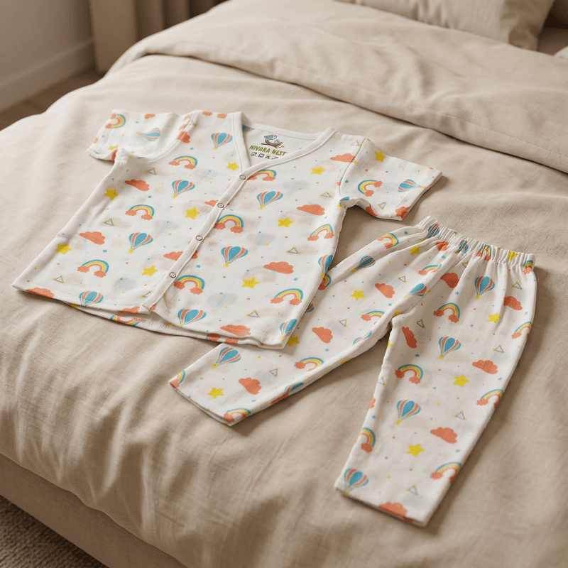 Muslin Night Suit - Rainbow