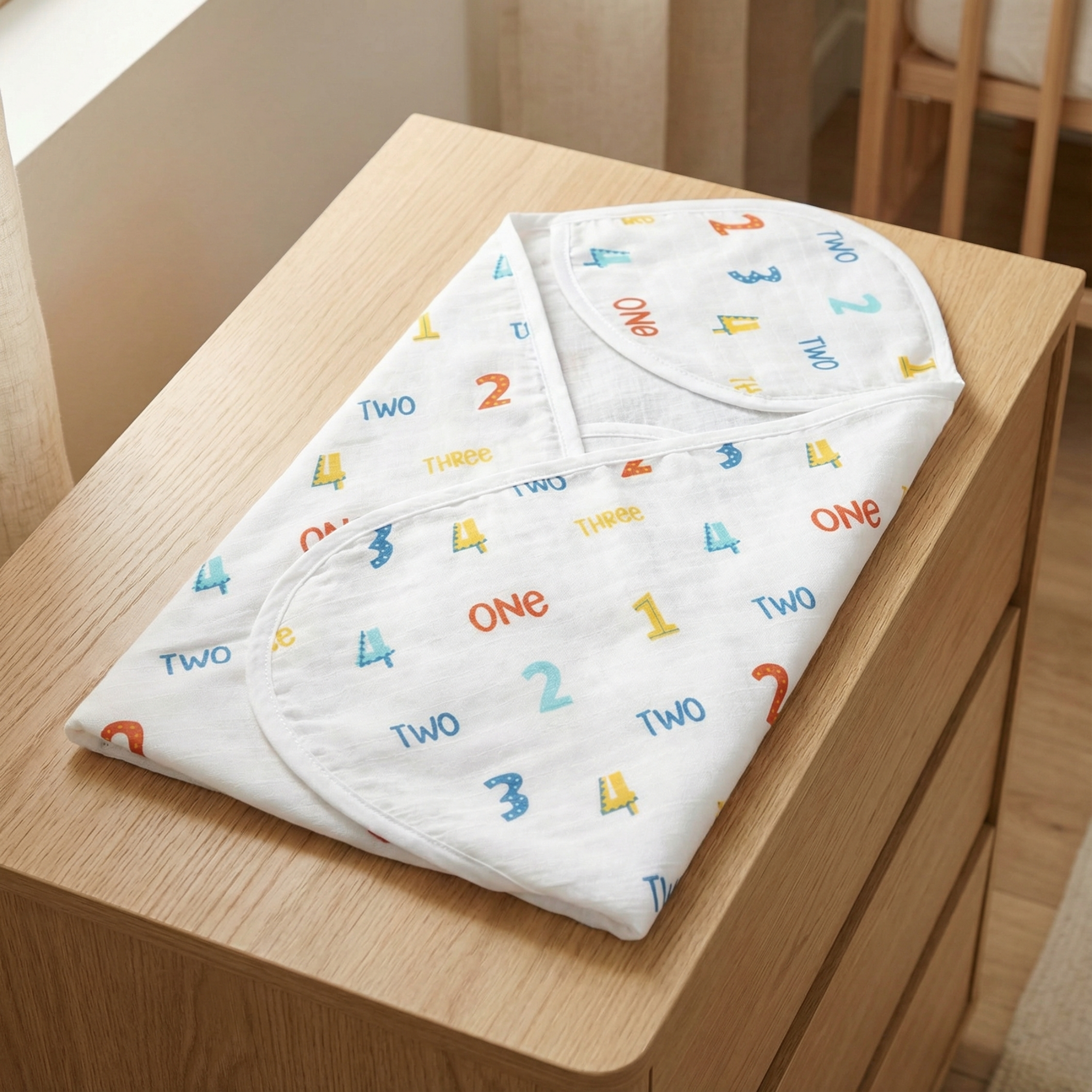 Muslin Hooded Bath Towel - Little Numbers Play - Image 5
