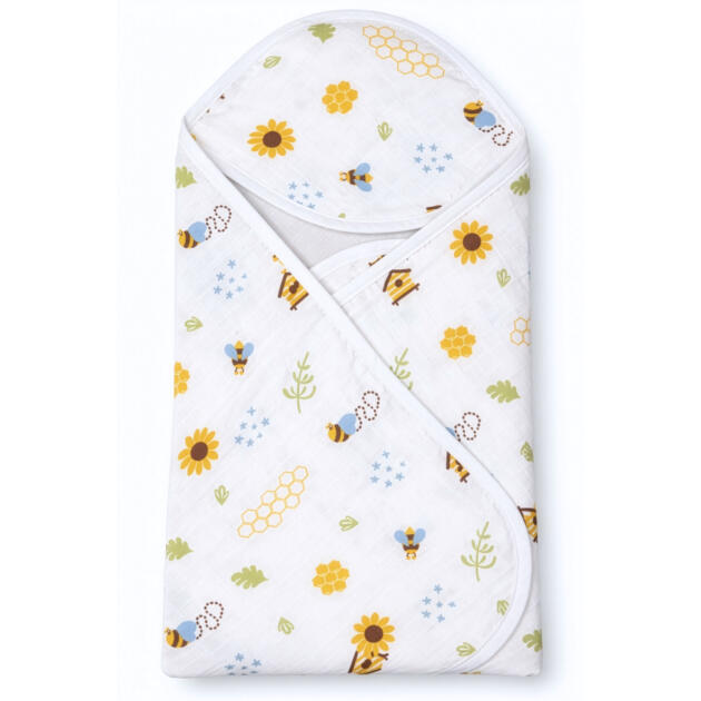 Muslin Hooded Bath Towel - Honey Bee Meadow