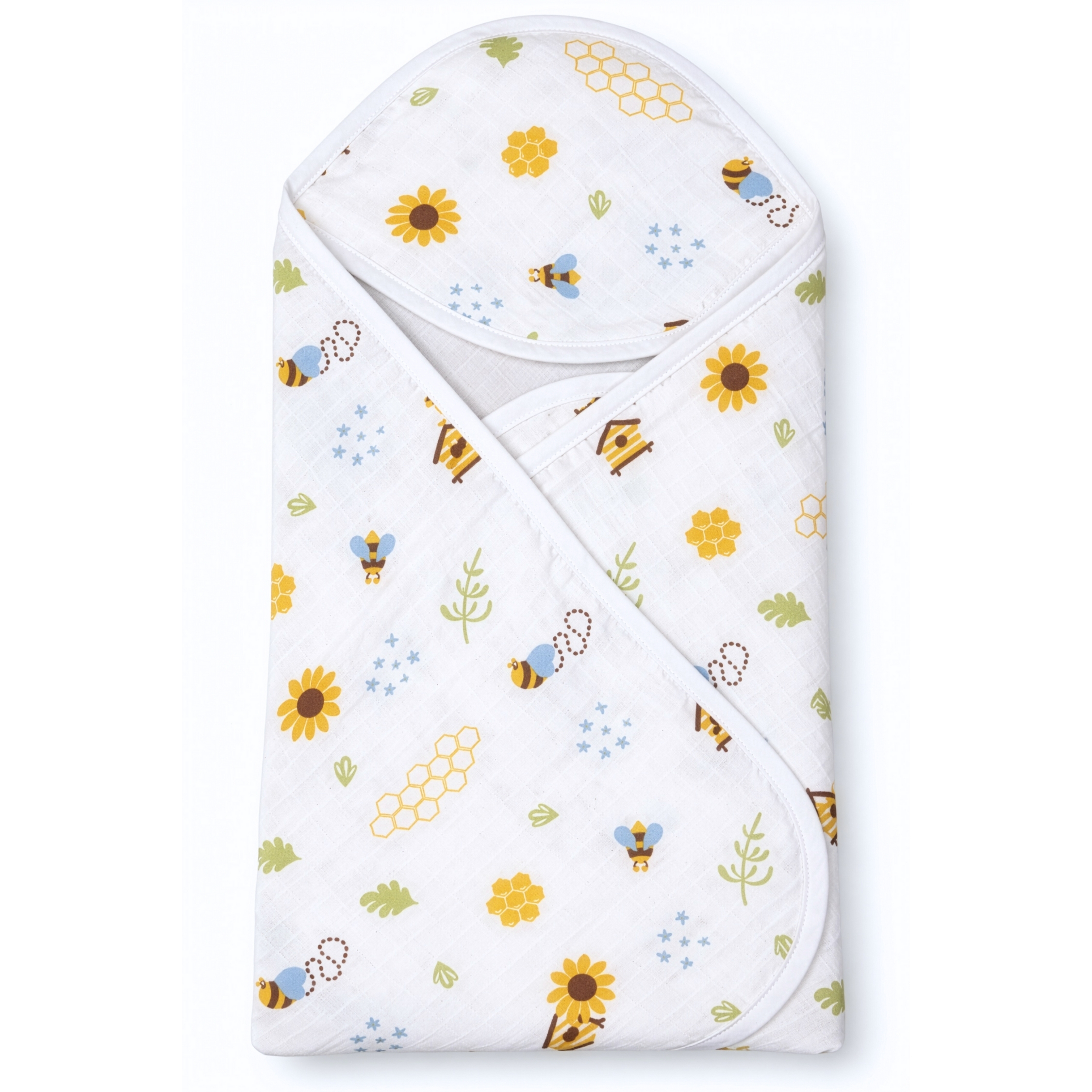 Muslin Hooded Bath Towel - Honey Bee Meadow