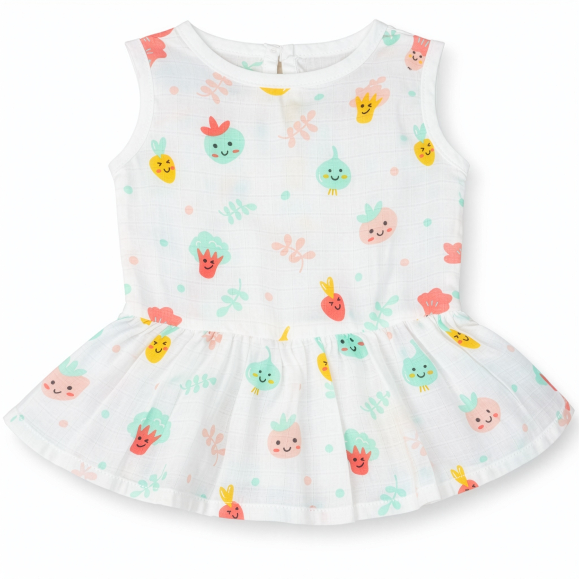 Muslin Button Frock - Happy Garden Faces - Image 2