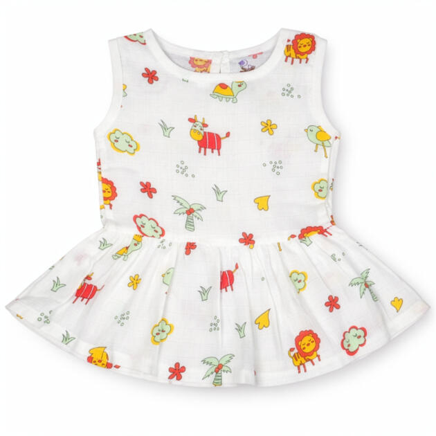 Muslin Button Frock - Jungle Joy Friends