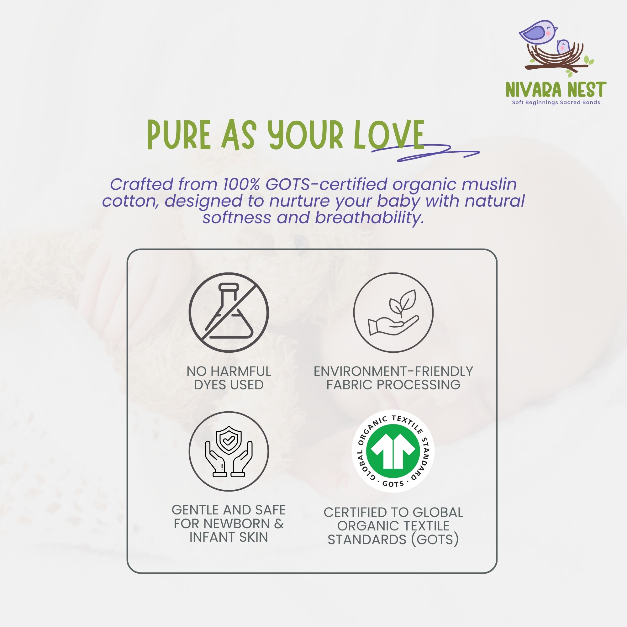 Muslin Cloth Nappy - Magic Love Clouds - Image 5